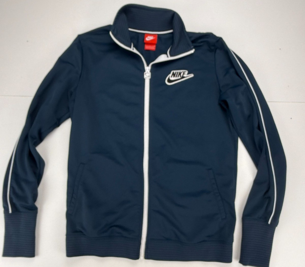 Nike Sportswear Track Jacket Womens L Navy Blue Full Zip Retro Piping 655704-408